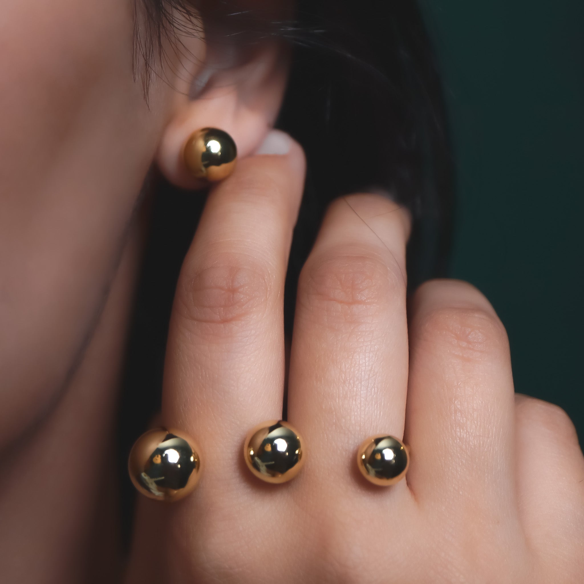 18K Gold Plated Triple Ball Ring - Modern Sculptural Design Jewelry for Women | Elegant Stackable Ring for Daily Wear, Gift Giving & Special Occasions