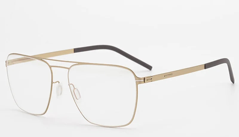 Aimee Unisex Full Rim Square Double Bridge Stainless Steel Eyeglasses 21251 - Stylish & Durable Frames for Men & Women - Perfect for Work, Reading & Fashion Accessories