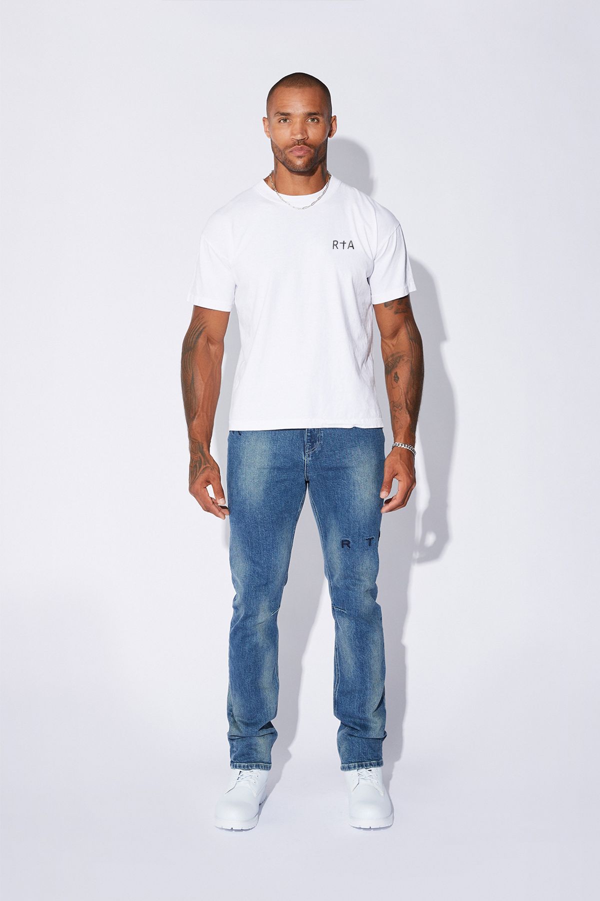 Colin Men's Short Sleeve T-Shirt with White Chest Logo - Casual Comfort Fit for Everyday Wear, Gym, and Outdoor Activities