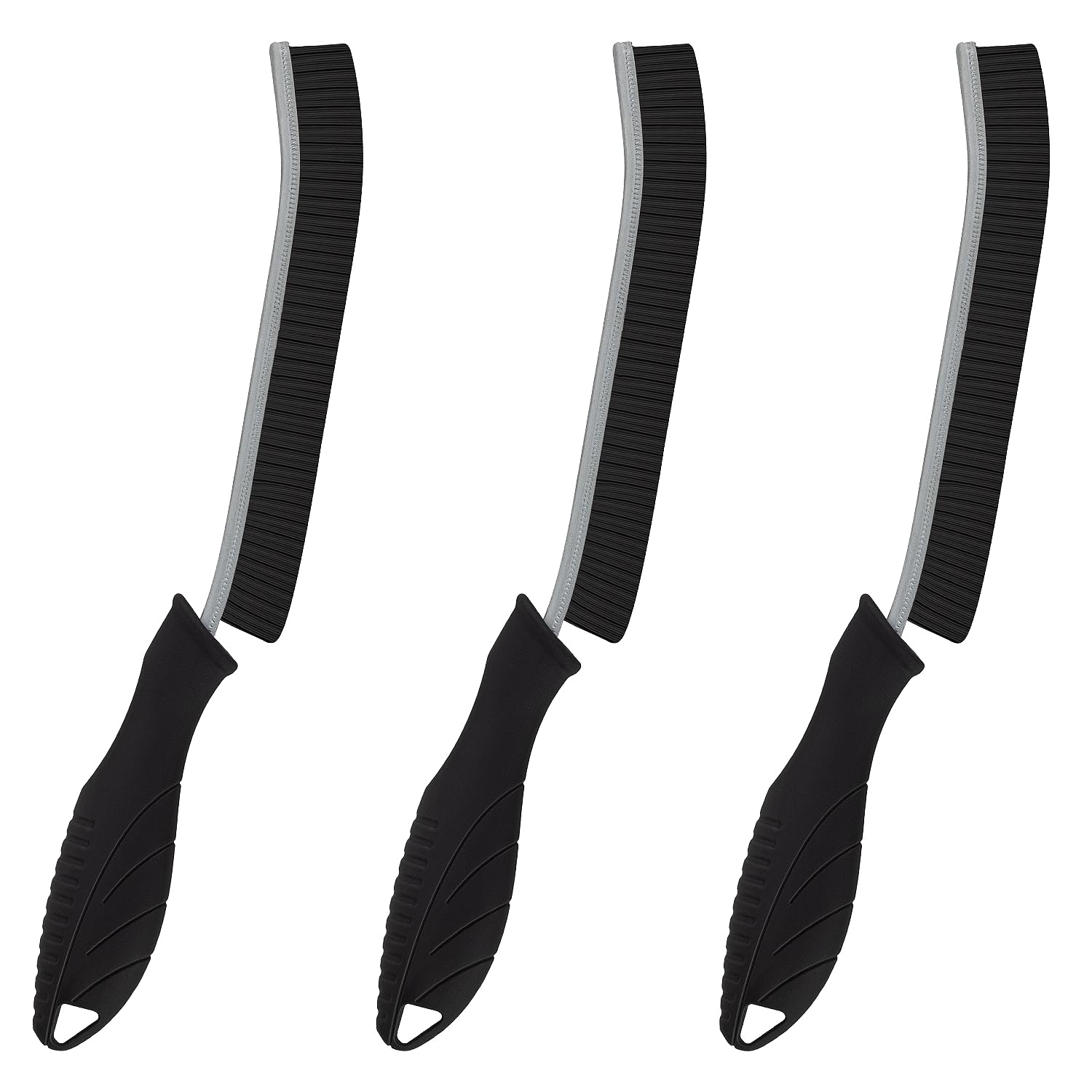 3-Pack Heavy Duty Cleaning Brushes - Hard Bristle Grout Brush, Tile Scrub Brush & Crevice Cleaner for Bathroom, Kitchen & Window Tracks - Perfect for Deep Cleaning Grout Lines, Tile Gaps & Hard-to-Reach Areas (Black, 3 Count)