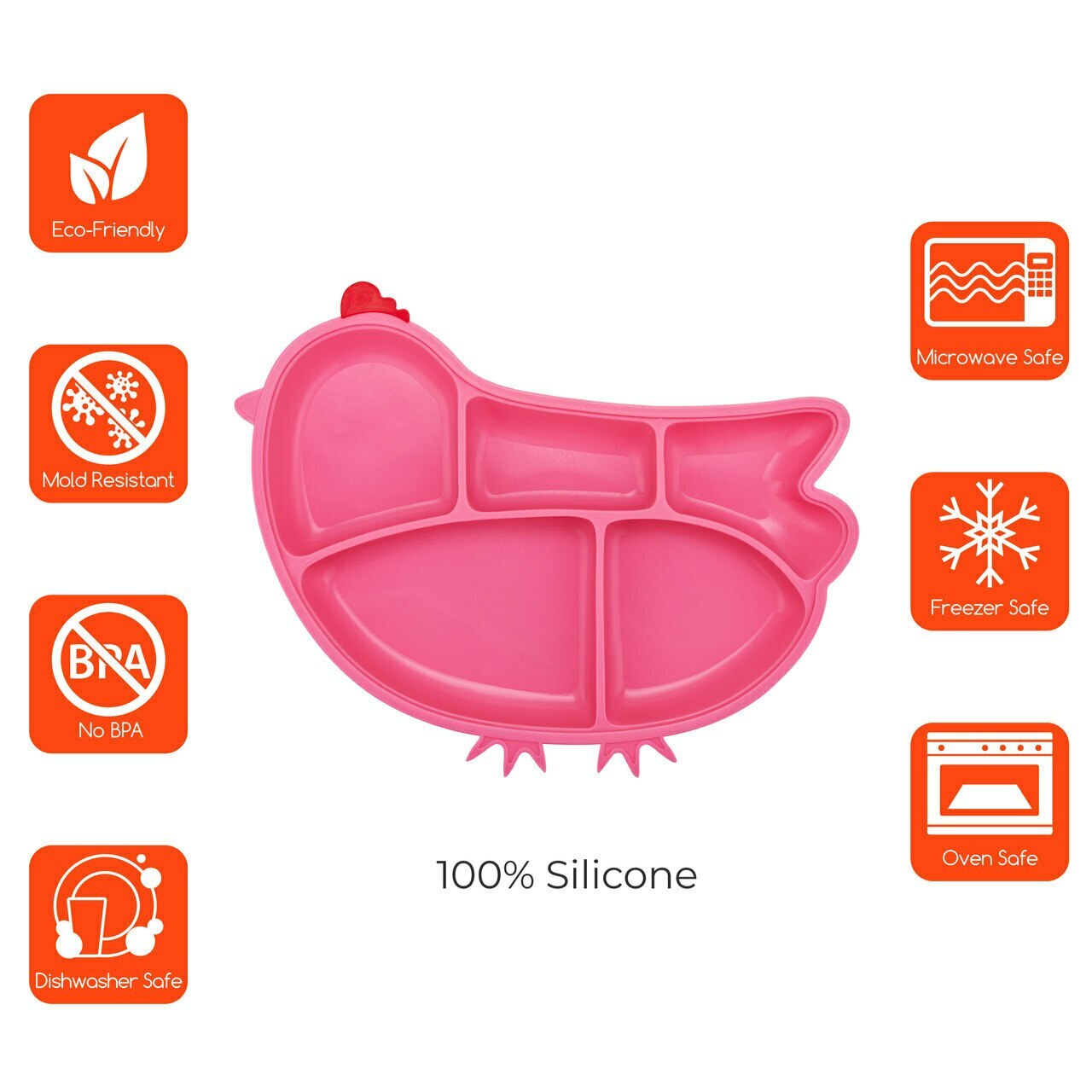 Innobaby Din Din SMART Silicone Suction Divided Plate - BPA-Free Baby Feeding Dish with Strong Suction Base for Toddlers | Perfect for Home, Travel & Daycare Use