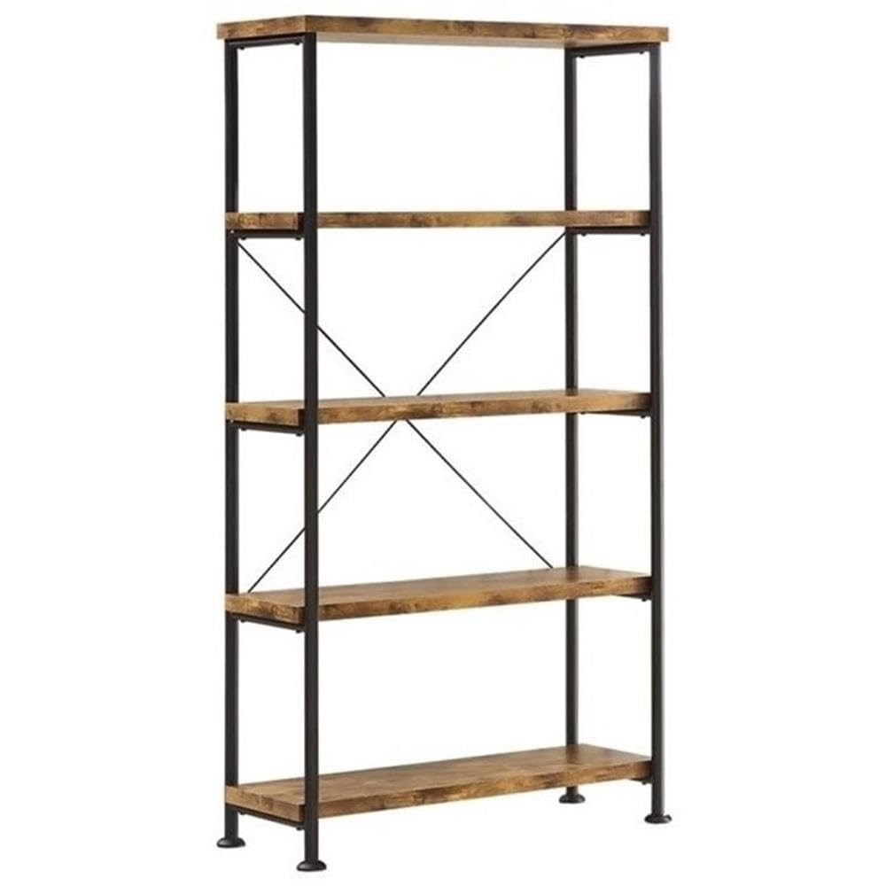 Pemberly Row 4 Shelf Bookcase in Antique Nutmeg - Solid Wood Book Storage Shelf for Living Room, Office & Study - Perfect for Organizing Books, Decor & Display Items