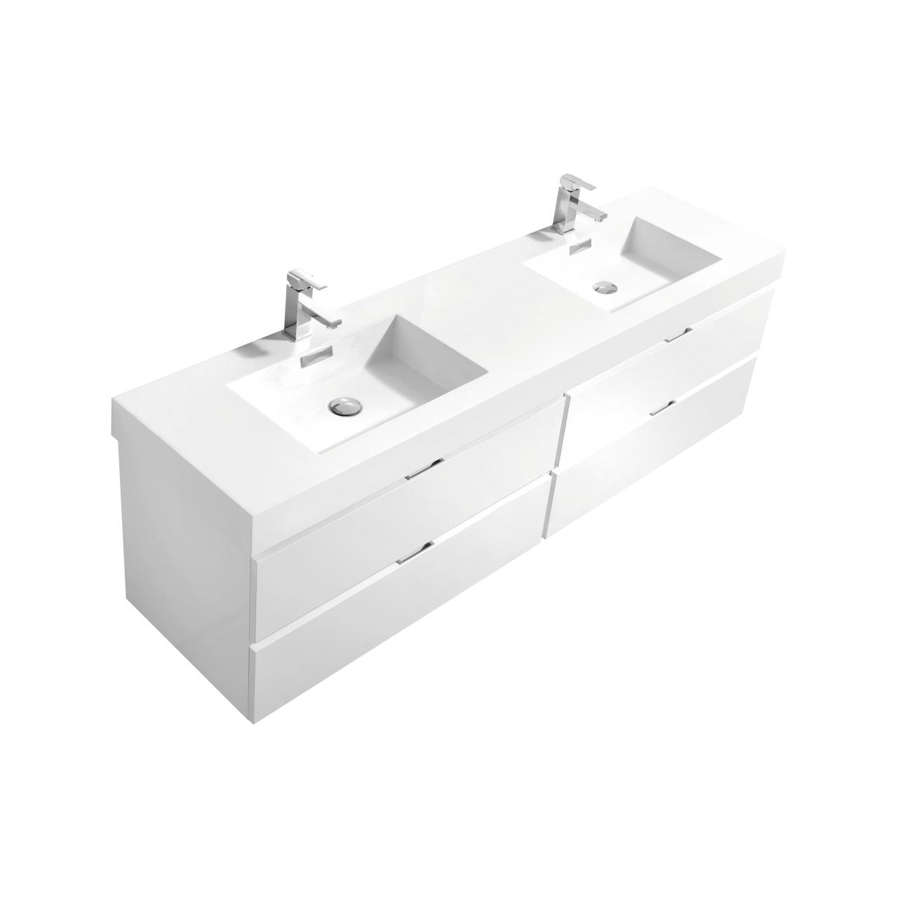 KubeBath Bliss 80 Inch Wall Mount Modern Double Sink Bathroom Vanity with Soft Close Doors - Perfect for Contemporary Home Bathroom Renovation and Spa-Like Retreats