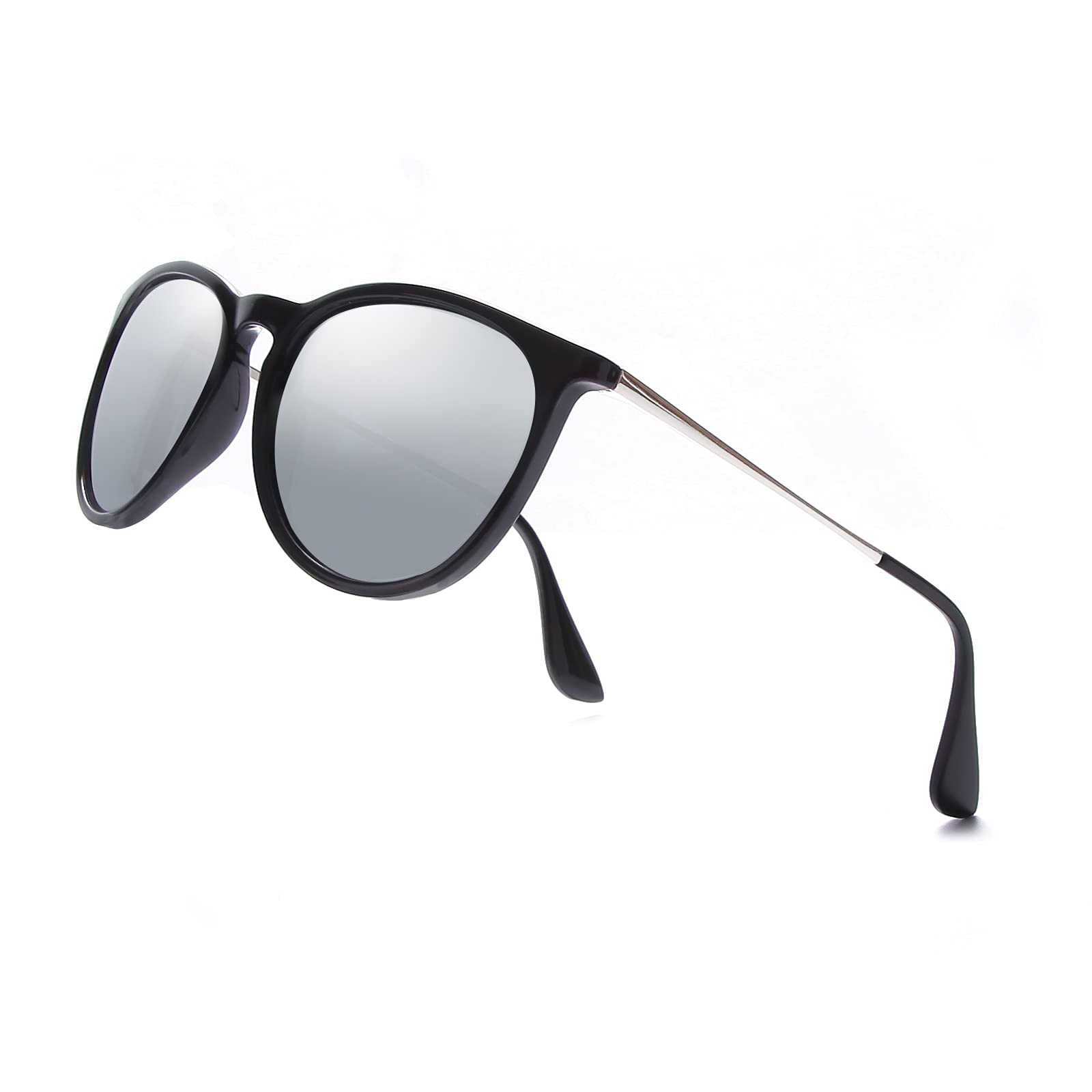 OuShiun Polarized Sunglasses for Women & Men - Vintage Round Classic Retro Shades with Mirrored Lens - UV Protection for Driving, Beach & Outdoor Activities