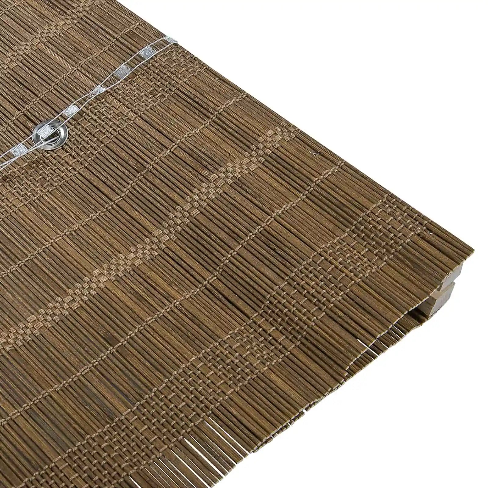 Rae Natural Bamboo Woven Window Shade - Autumn Leaves Design - Eco-Friendly Room Darkening Blinds for Living Room & Bedroom