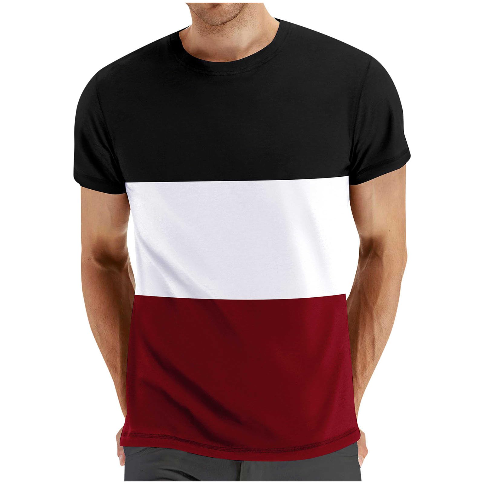 2024 Men's Color Block T-Shirts | Summer Short Sleeve Casual Tee Shirts | Fashion Blouse Tops for Dads & Guys | Perfect for Outdoor Activities & Daily Wear