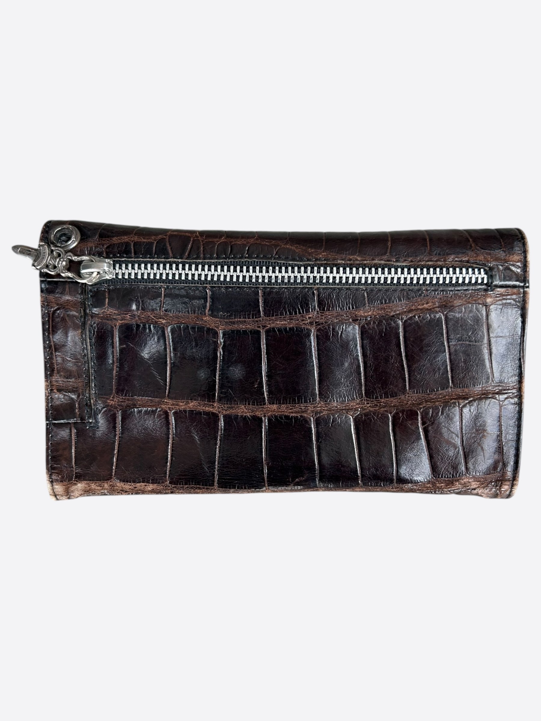 Chrome Hearts Genuine Brown Crocodile Leather Wallet for Men - Luxury Slim Bifold Credit Card Holder - Perfect for Everyday Carry & Gifts