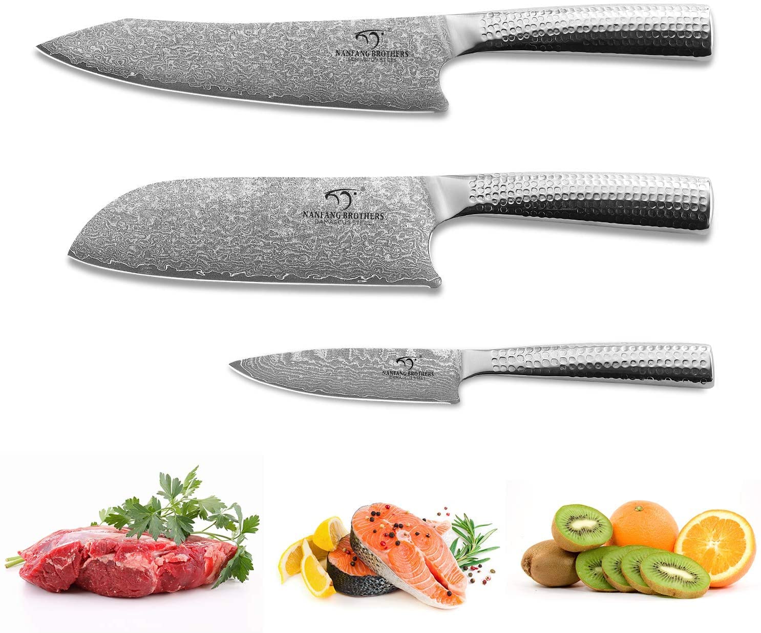 Premium 12-Piece Damascus Steel Kitchen Knife Set with Natural Wood Block - Razor Sharp Chef Knives, Paring Knife, Bread Knife - Non-Slip ABS Ergonomic Handle, Sharpener & Shears Included - Perfect for Home Cooking, Professional Chefs & Gift Giving