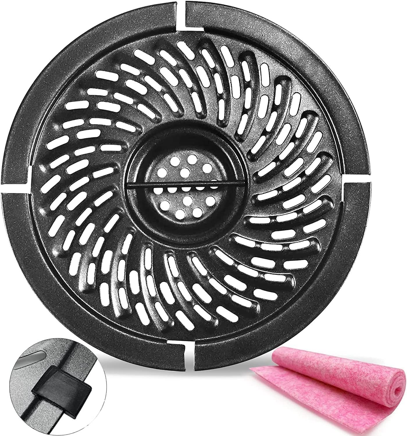 Non-Stick Air Fryer Grill Pan Tray Rack - 2QT Round Replacement Part with Rubber Feet for Power Dash, Chefman & More - Dishwasher Safe Crisper Plate - Perfect for Healthy Cooking, Grilling & Meal Prep