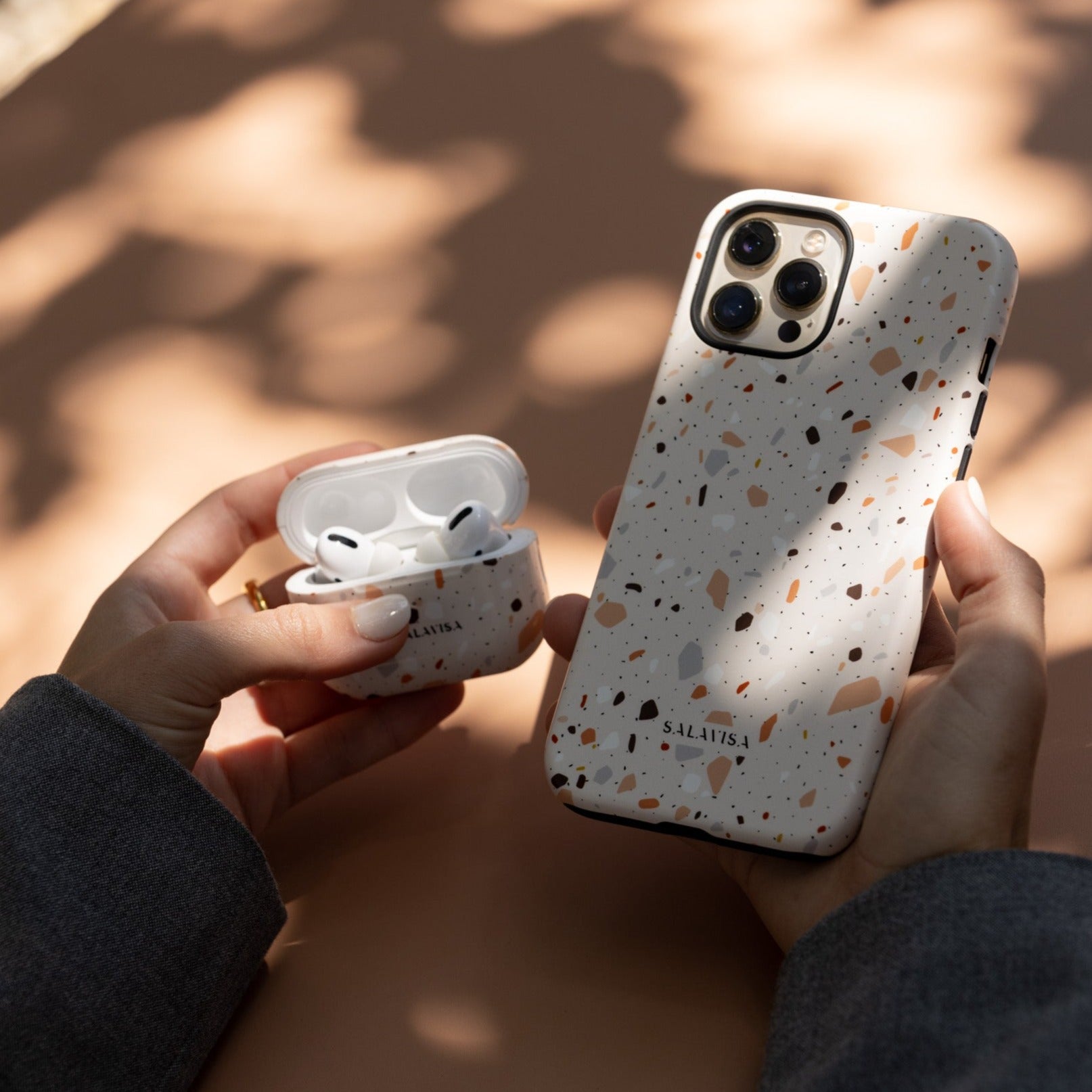 Pink Terrazzo AirPods Case with Marble Design - Trendy Protective Cover for Apple AirPods 1/2/3 & Pro - Perfect for Travel, Workout & Daily Use