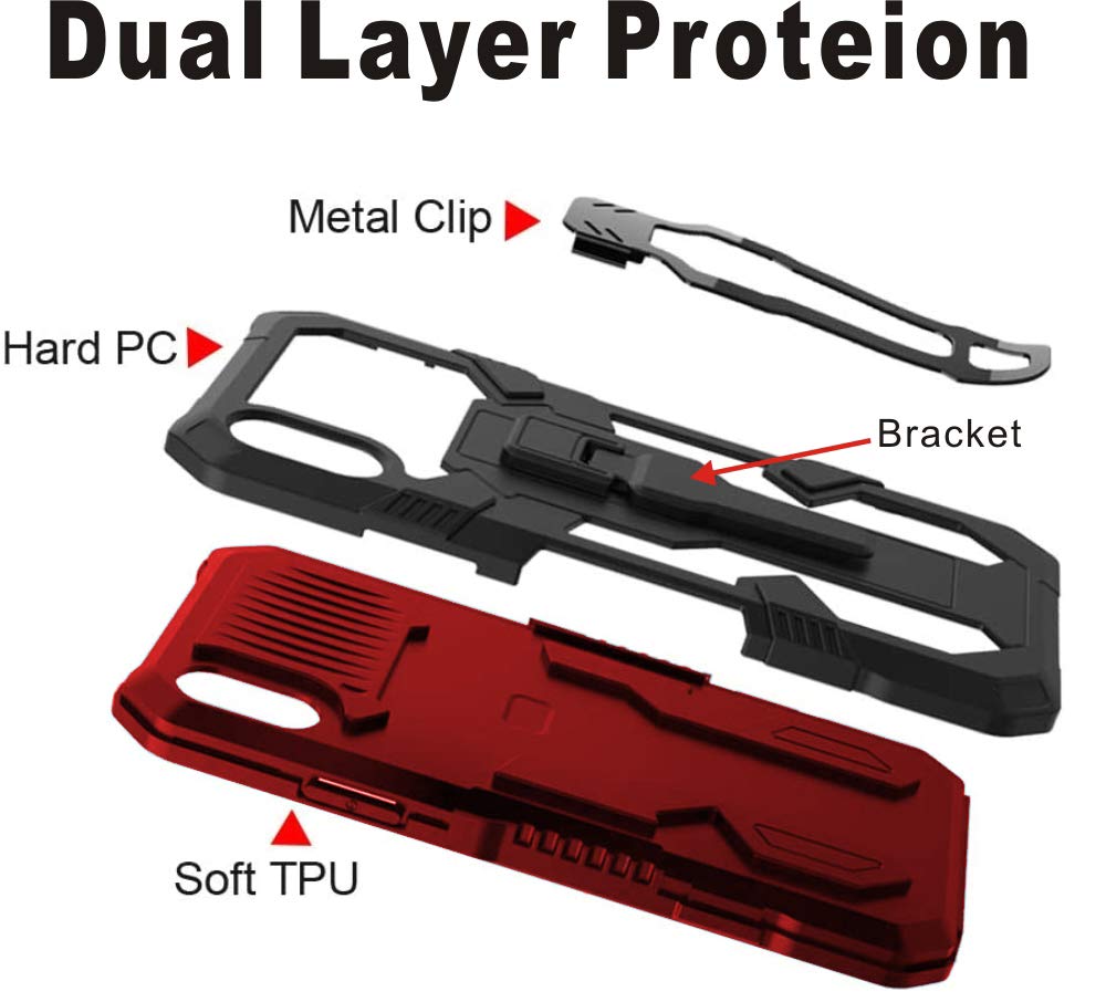 Folmeikat Samsung Galaxy A11 Case with HD Screen Protector - Military Grade Shockproof Phone Cover with Belt Clip & Kickstand for Samsung A11 6.4