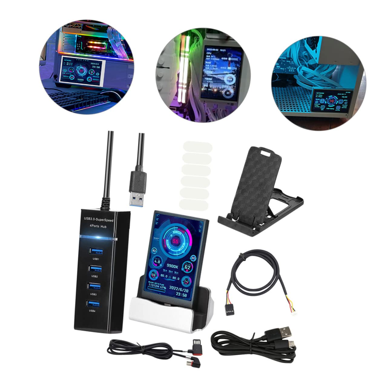 DOITOOL USB Mini Secondary Monitor for PC - HDD & GPU Temperature Display, RAM Data Monitor, Real-Time Computer Performance Screen - Perfect for Gaming, Streaming & Workstation Setups