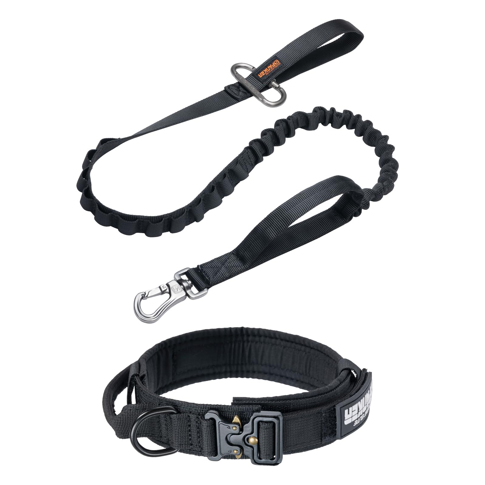Tactical Dog Collar for Medium Dogs - Adjustable Nylon K9 Military Collar with Bungee Leash - Perfect for Training, Hiking & Outdoor Adventures