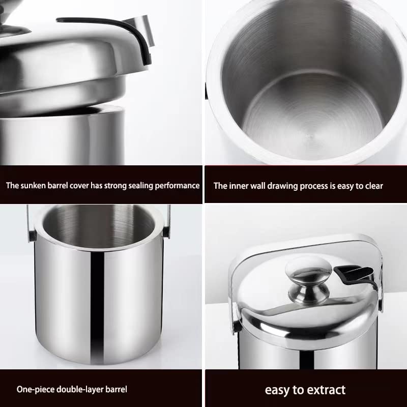 Premium Stainless Steel Ice Cube Container - 1.3L Double Walled Insulated Ice Bucket with Tongs, Lid & Metal Scoop - Perfect for Cocktails, Parties & Home Bar Accessories