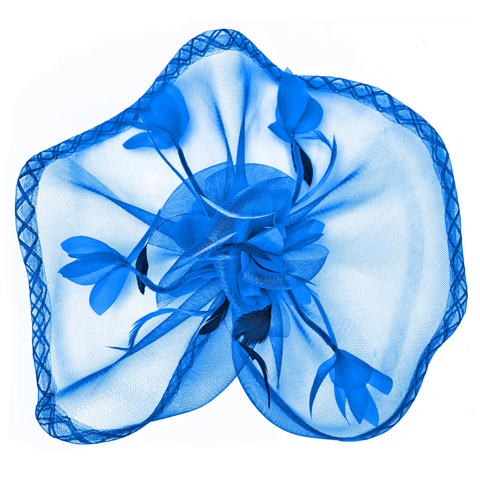 Elegant Mesh Floral Feather Fascinator Headband for Women - Wedding, Cocktail Party, Tea Party, Special Occasions & Formal Events - Perfect Bridal Accessory & Ladies' Hat for Royal Races, Garden Parties & Evening Galas