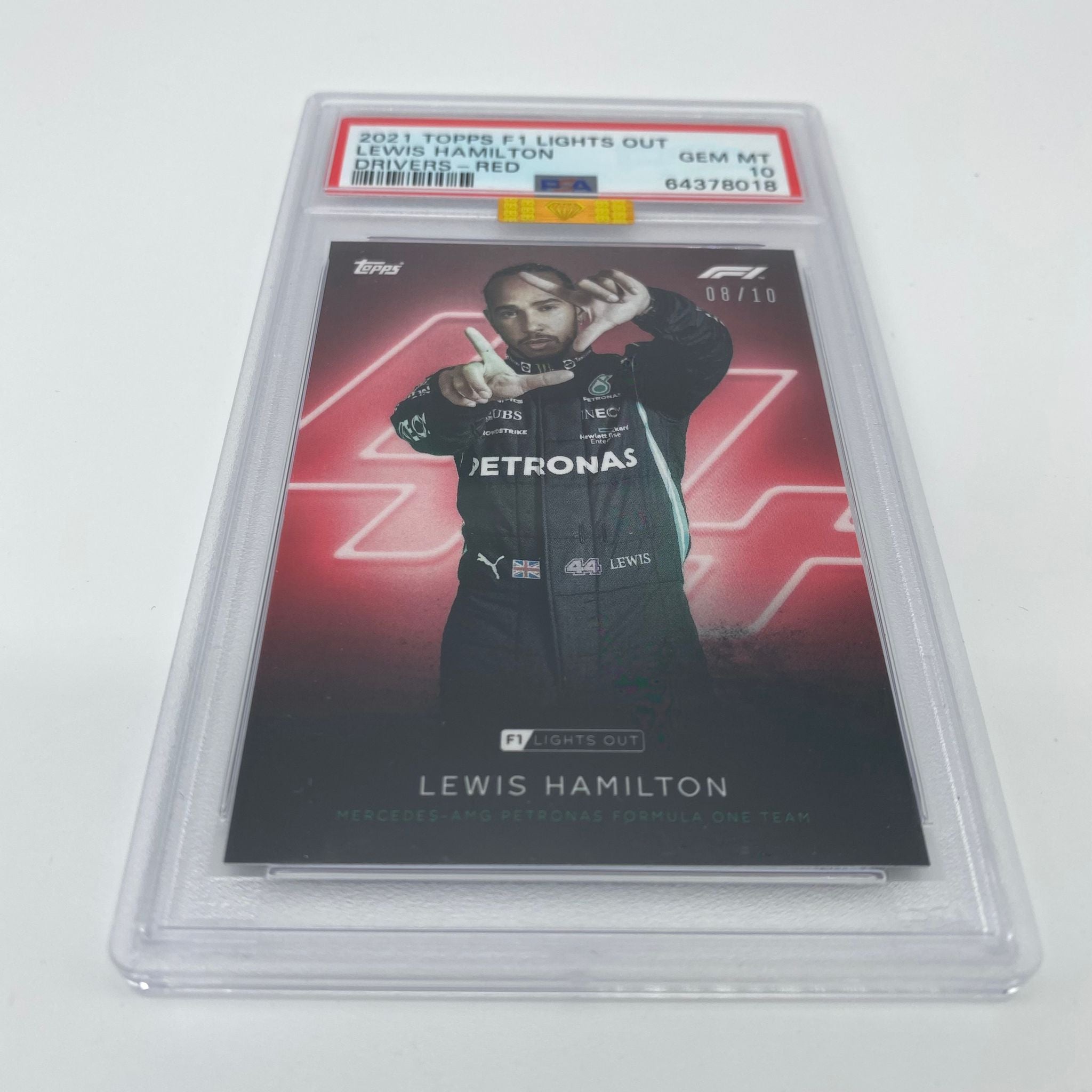 PSA 10 Graded 2008 Lewis Hamilton Formula 1 Driver Card - Red Parallel Parallel - Perfect for Collectors, Racing Fans & Sports Memorabilia Enthusiasts