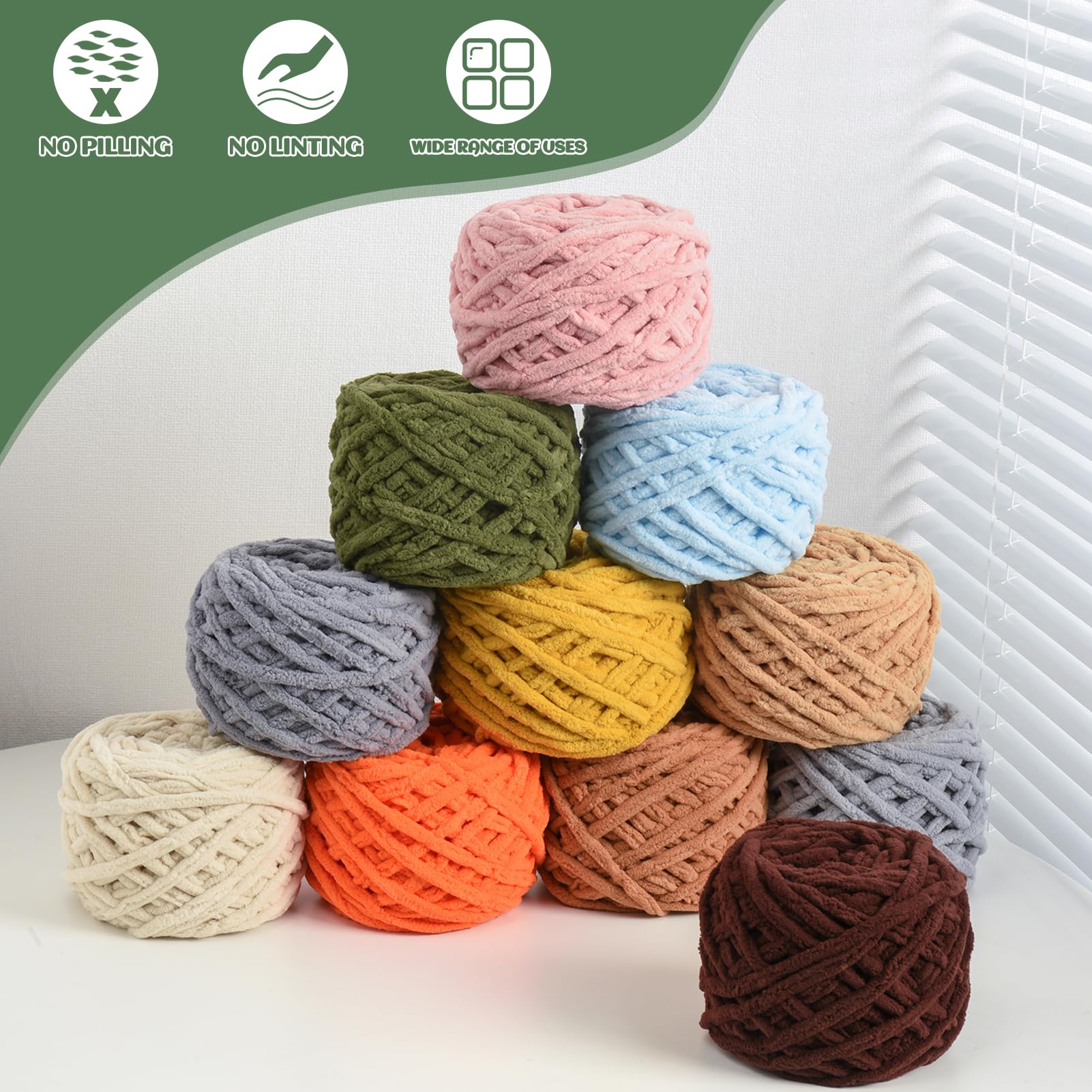 Soft Chenille Chunky Yarn 100g (49.2yd) - Fluffy Velvet Crochet Yarn for Blankets, Scarves & Amigurumi - Ultra Soft Baby Yarn for Knitting & Crocheting - Perfect for DIY Crafts, Baby Blankets & Home Decor (Red)