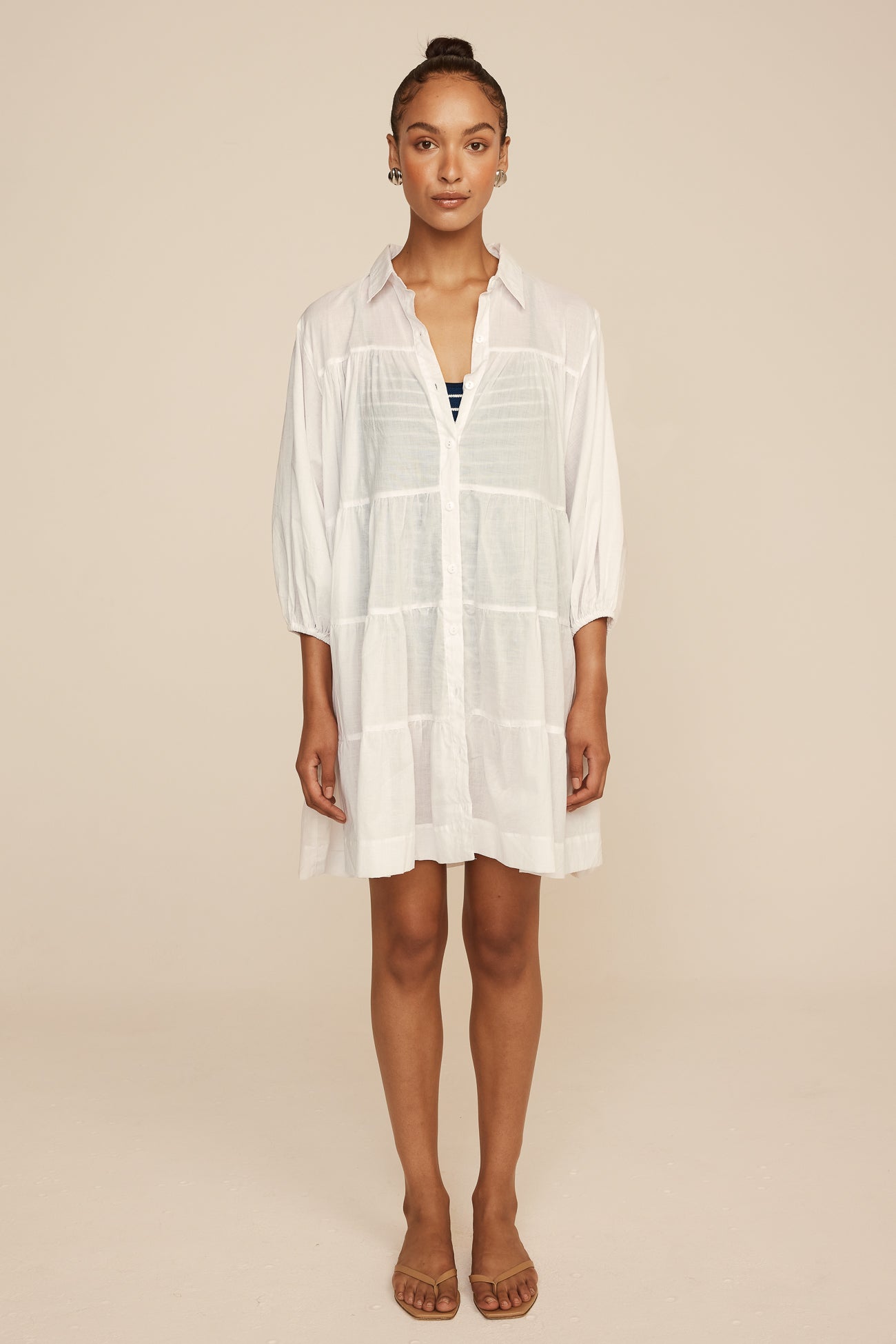 Phoebe Cover Up - Soft Cotton Voile Beach Dress in White | Perfect for Beach, Pool, and Summer Vacations