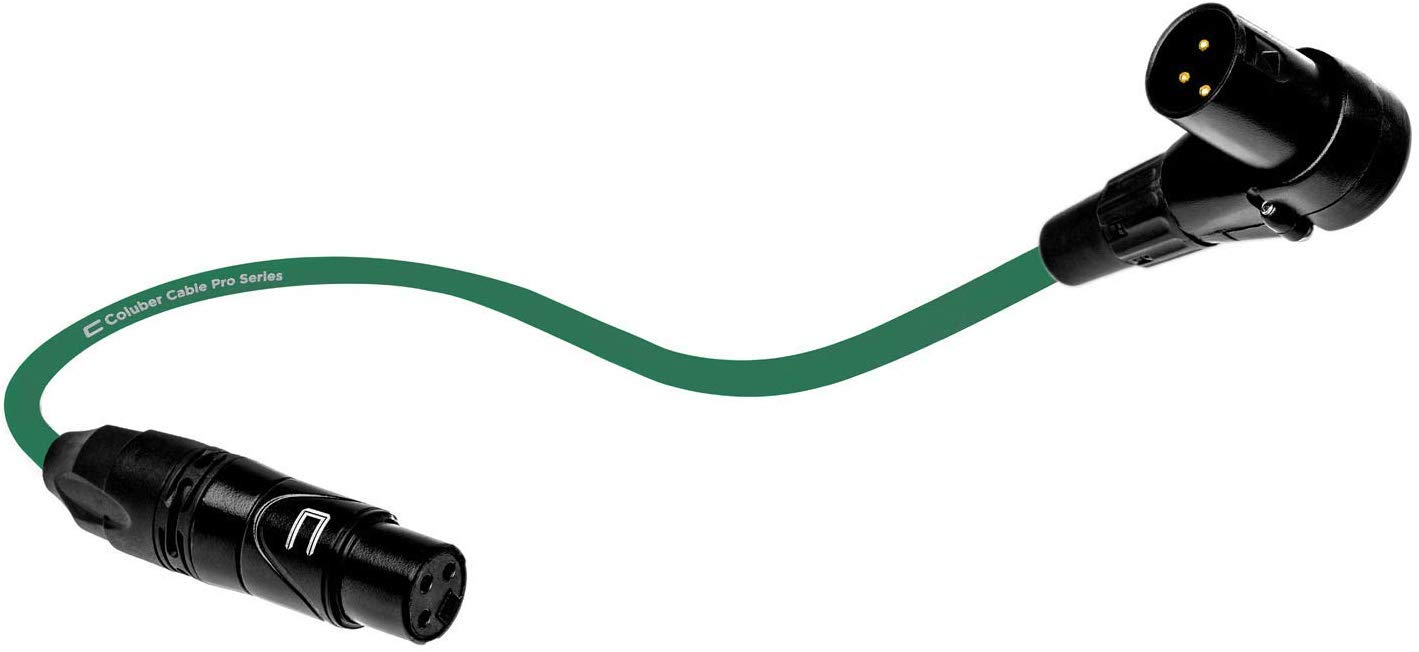 Premium 1.5ft Green XLR Cable - Right Angle Male to Straight Female 3-Pin Microphone Connector for Powered Speakers, Audio Interface & Mixer - Perfect for Live Performances, Studio Recording & Professional Audio Setups