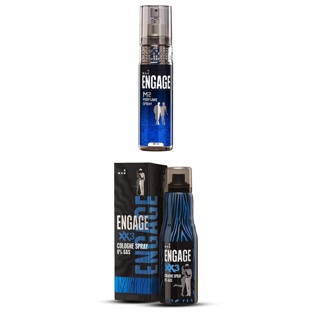 Engage M2 Men's Perfume Spray (120ml) & Engage XX3 Cologne Spray for Men (135ml) - Long Lasting Fragrance for Daily Wear, Office & Special Occasions