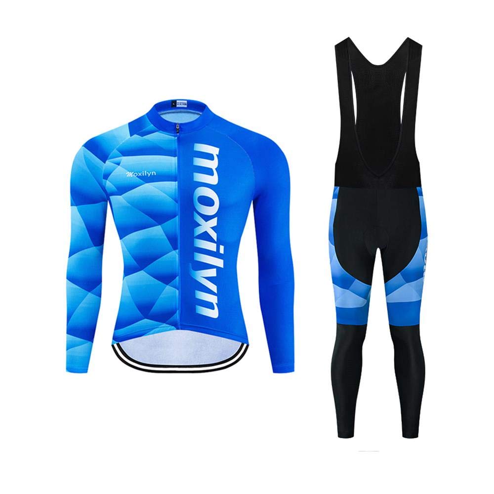 **Men's Pro Cycling Jersey Set - Long Sleeve Quick Dry Bike Jacket & Bib Shorts with 9D Pad - Breathable Comfort for Road & Mountain Biking - Ideal for Training, Racing & Outdoor Sports**