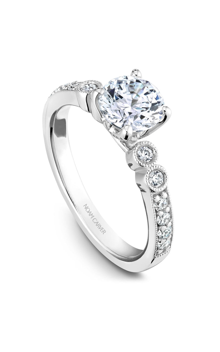 Noam Carver B193 01A Bridal Engagement Ring - 14K White Gold Diamond Wedding Band for Women - Perfect for Proposals, Anniversaries & Romantic Occasions