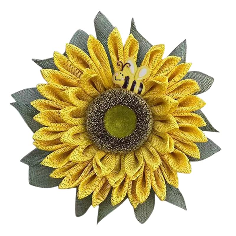 Sunflower Bee Wreath - Yellow Burlap Spring Wreath for Front Door with Bee Decor, Summer Welcome Wreath for Outdoor & Indoor Use, Perfect for Weddings, Bee Festivals and Party Decorations - Home Decor, Front Porch, Garden & Seasonal Celebrations