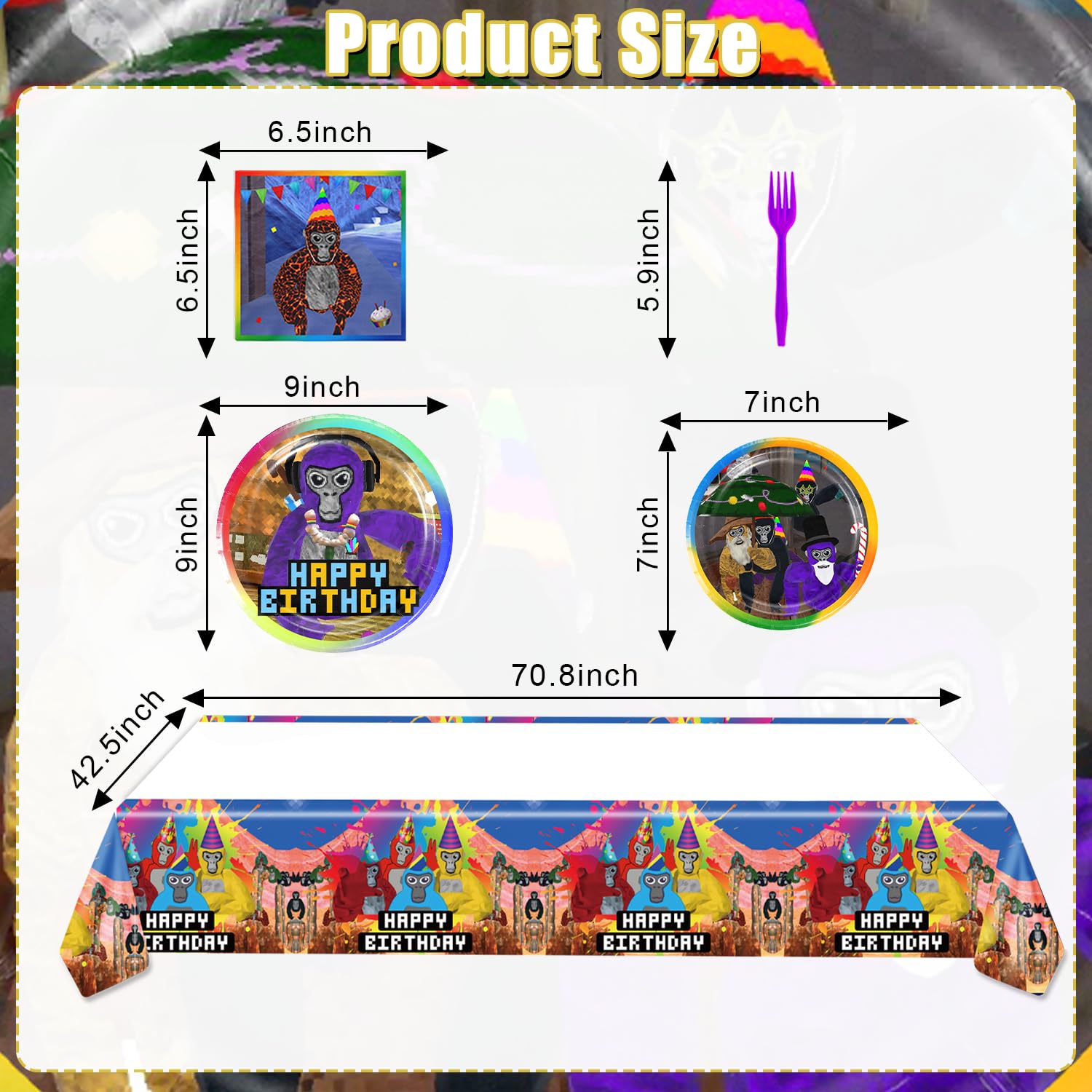 108pcs VR Birthday Party Decorations Set - Includes Banner, Plates, Forks, Napkins & Tablecloth - Virtual Reality Game Themed Party Supplies for Fans - Perfect for VR Gaming Parties, Themed Birthdays & Fan Celebrations