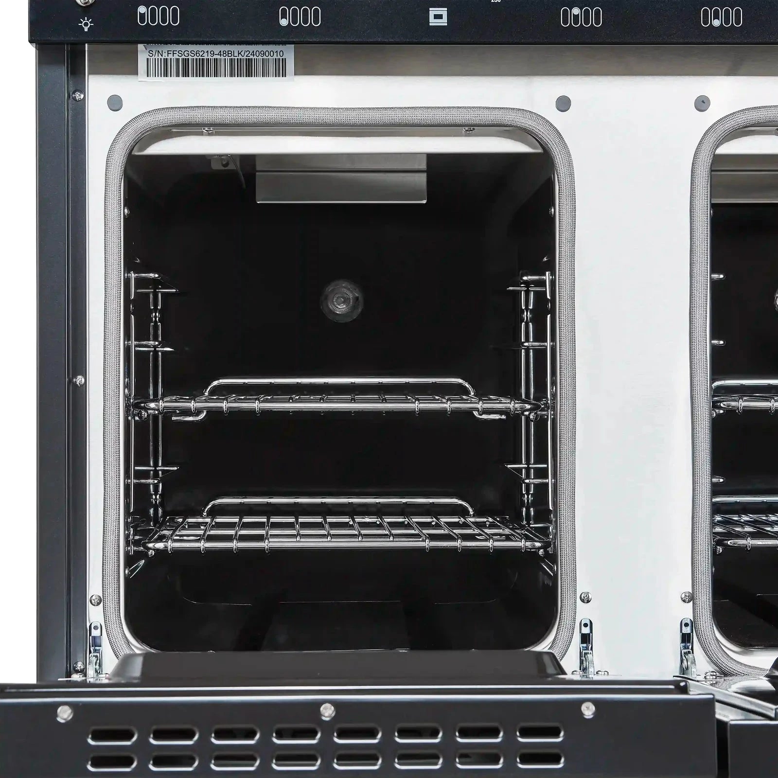 Forno Antico 48-Inch Professional Gas Range with 8 Burner Cooktop & Convection Oven - Black Finish with Antique Brass Trim (Model FFSGS6219 48BLK) - Perfect for Gourmet Kitchens and Restaurant-Style Cooking