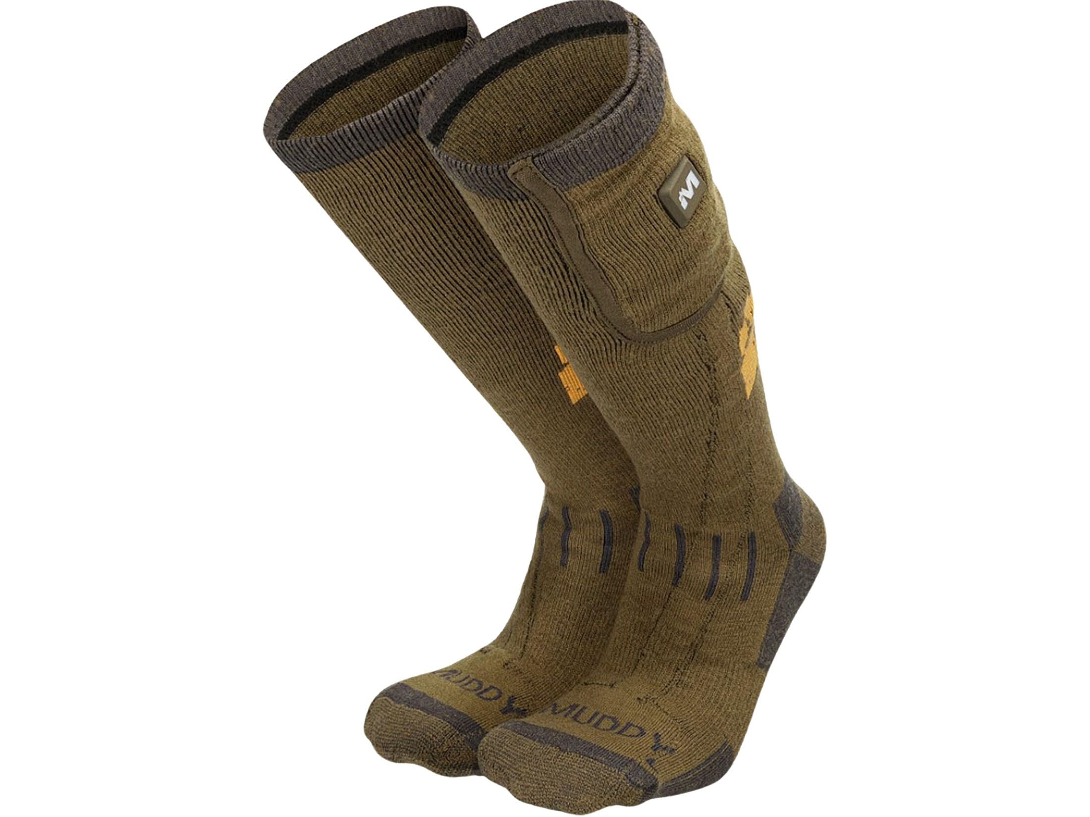 Men's Heated Socks for Winter - Nucleus Outdoor Thermal Boot Socks in Brown Clay (Medium/Large) - Perfect for Skiing, Hiking & Cold Weather Activities