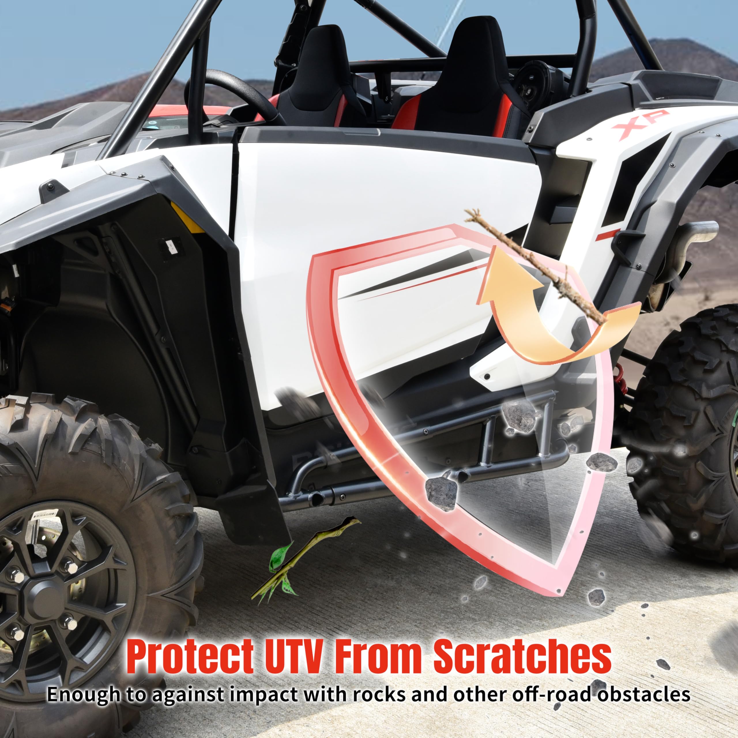 Polaris RZR XP 1000 Nerf Bars & Rock Sliders (2024-2025) - Heavy Duty Steel Side Steps with Low Profile Tree Kickers | Side Bumper Protection Frame for Off-Road Adventures | Compatible with 2-Seater Models