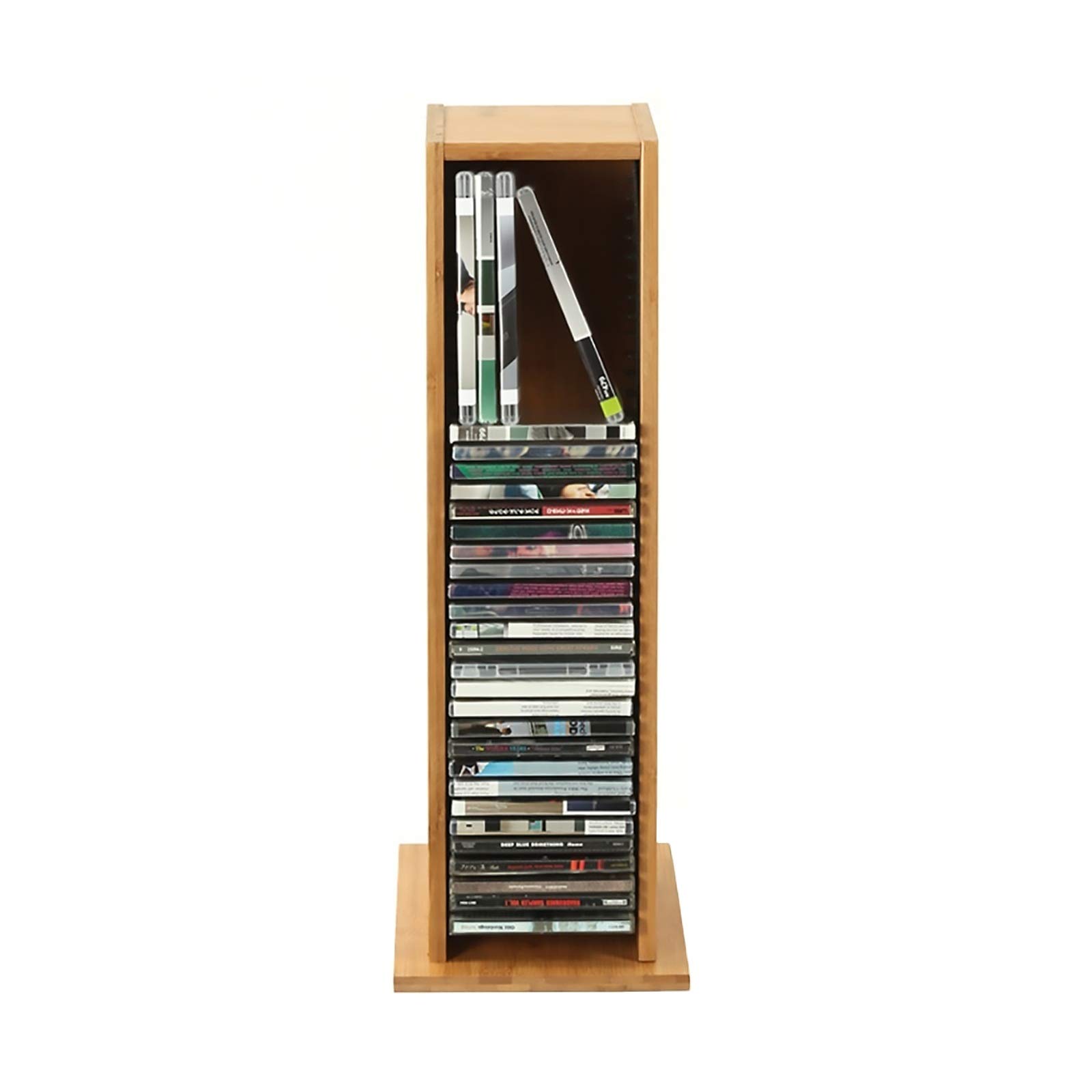 GWXJZ Solid Wood CD DVD Storage Rack - Organizer for Blu-ray Discs, PS4 Games & Media - 57x20x22.5cm Shelf for Living Room, Home Theater & Game Room