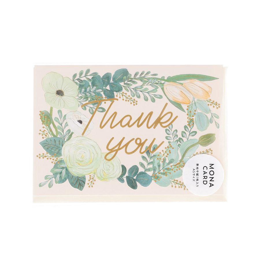 GREETING LIFE Thank You Card with Mona Bouquet Floral Design - Elegant Cream Stationery (20g) - Perfect for Weddings, Anniversaries & Special Occasions