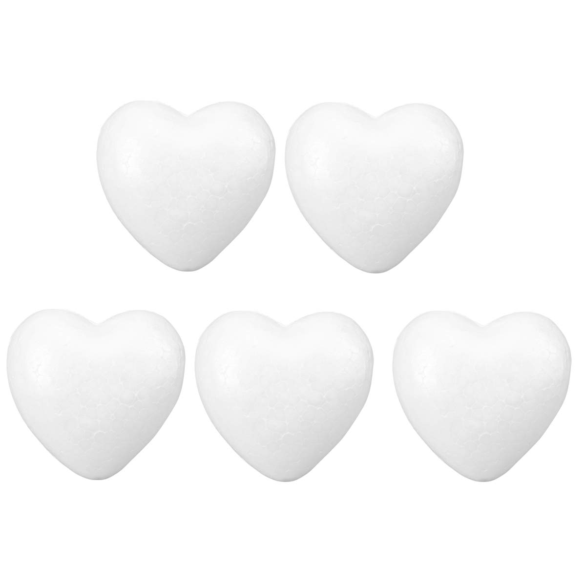 PRETYZOOM 5pcs White Craft Foam Hearts - 8.5cm Polystyrene Heart Shapes for DIY Crafts, Floral Arrangements, Wedding Decorations - Perfect for Valentine's Day, Home Decor, and Party Supplies