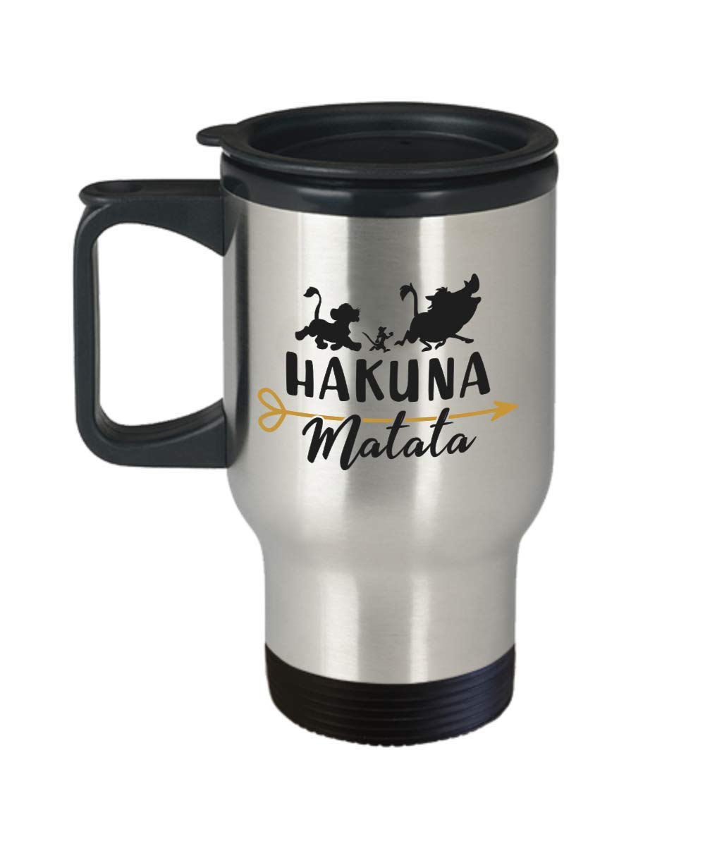 Lion King Hakuna Matata Travel Mug - Stainless Steel Insulated Coffee Tumbler for Hot & Cold Drinks - Perfect for Disney Fans, Office, Travel & Gifts