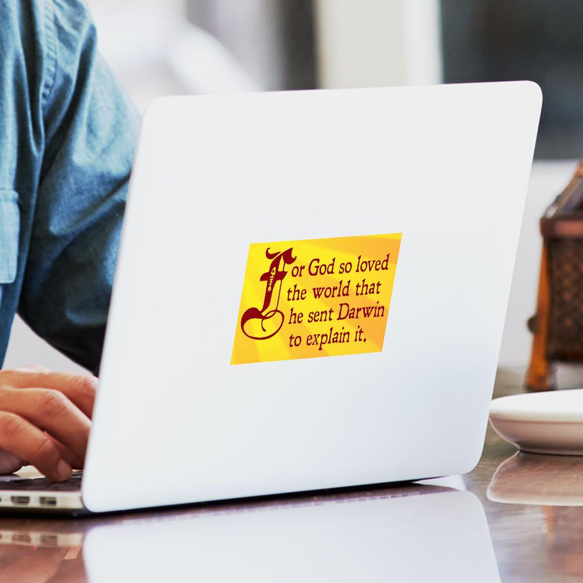 God So Loved Darwin Rectangle Bumper Sticker - Durable Car Decal for Vehicles, Laptops & Windows - Funny Christian Evolution Humor for Cars, Trucks & Water Bottles