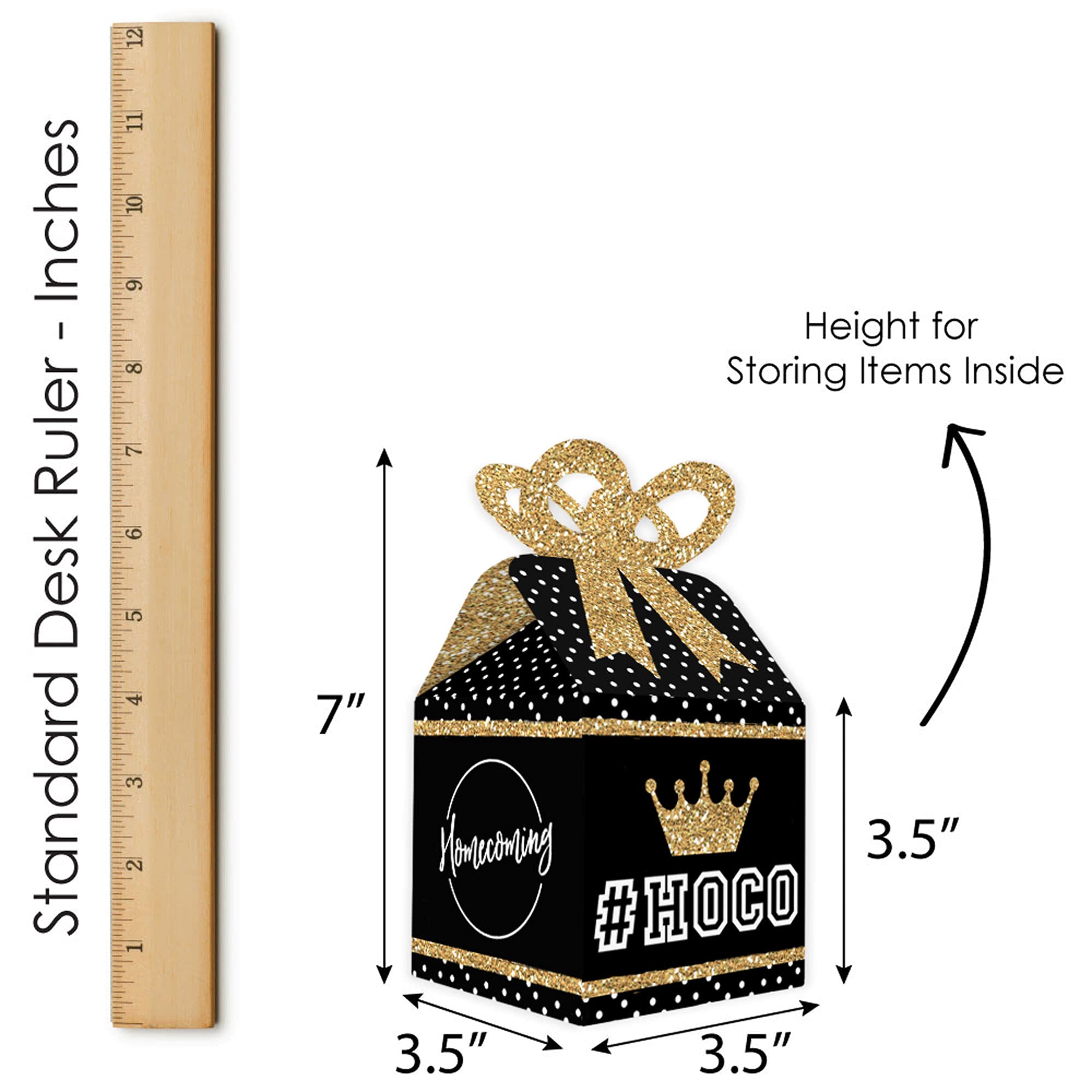 Big Dot of Happiness HOCO Dance Favor Gift Boxes - Set of 12 Square Homecoming Bow Boxes for Party Decorations & School Events