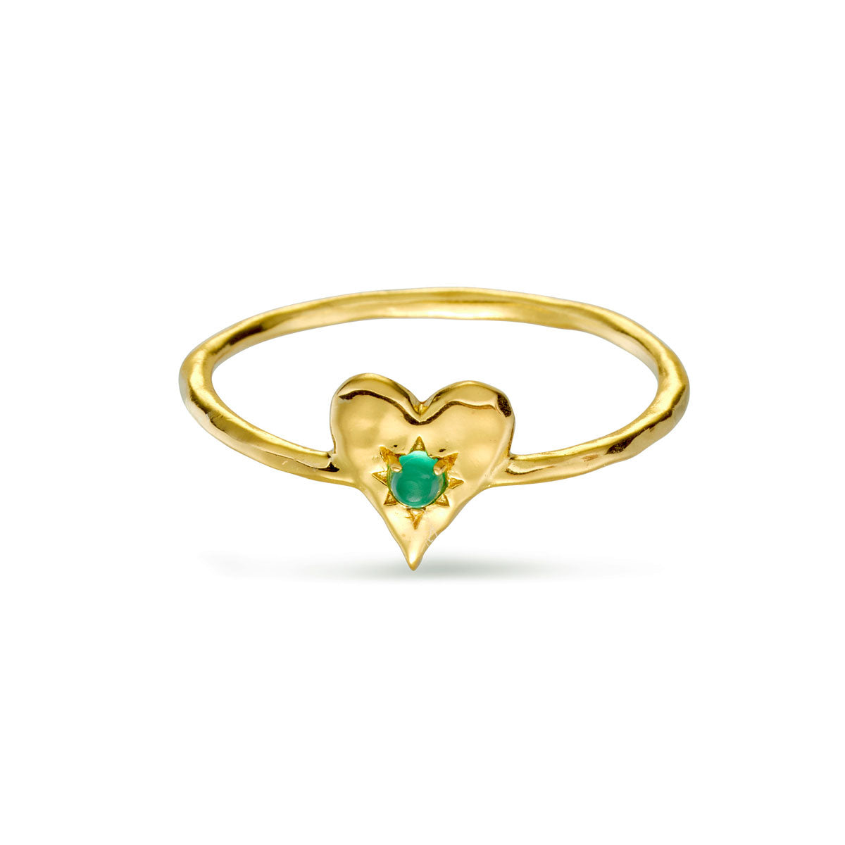 Elegant Love Heart Green Onyx Ring in 14K Gold - Perfect for Valentine's Day Gifts, Anniversary Presents & Romantic Occasions