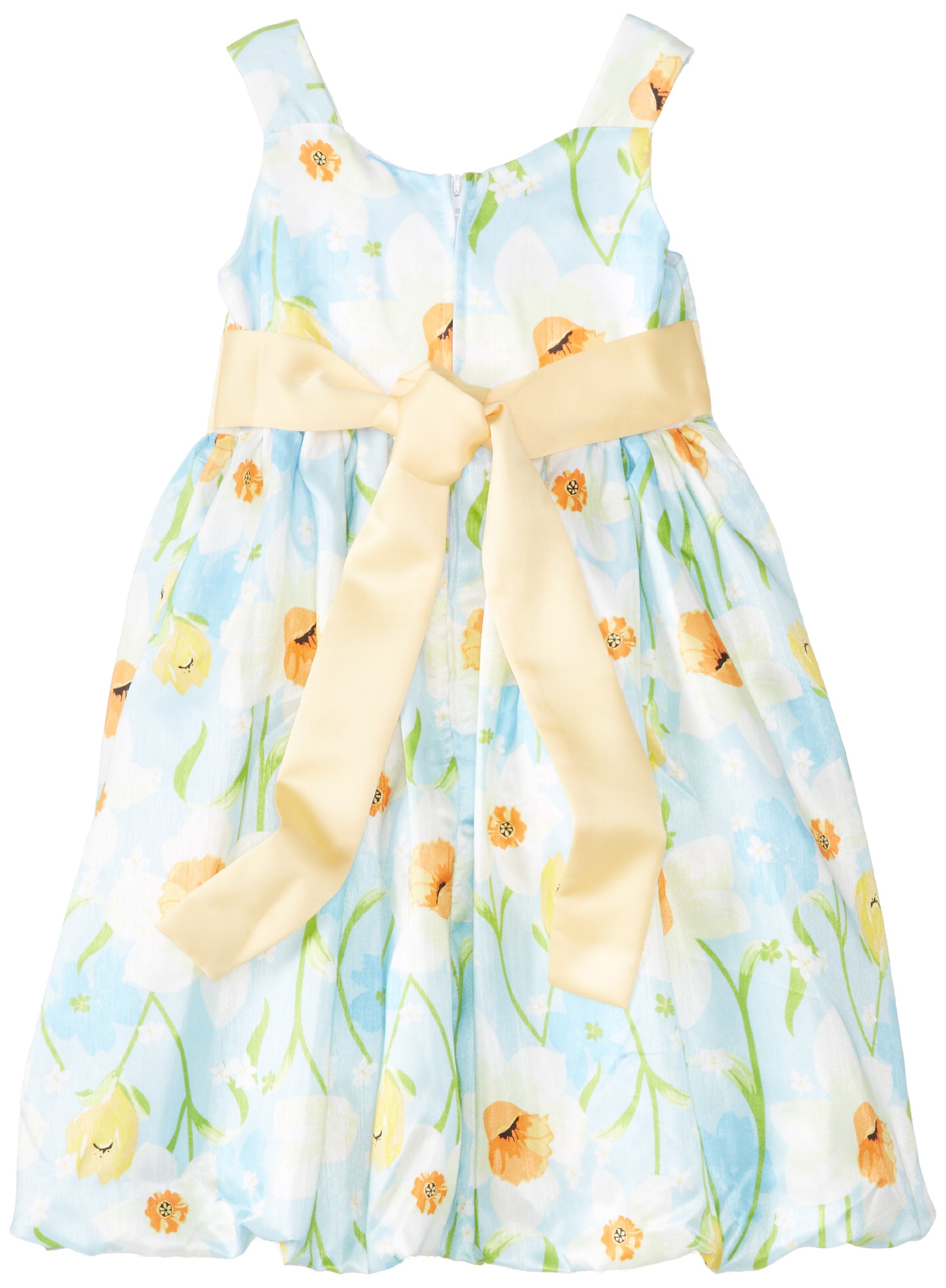 Bonnie Jean Girls' Floral Print Bubble Dress - Shantung Fabric for Special Occasions & Parties