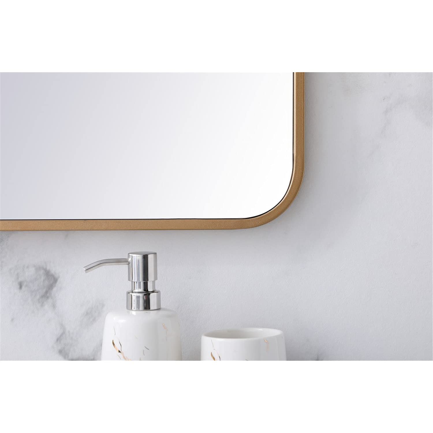 Elegant Brass Rectangular Mirror 36x40 - Home Decor & Bathroom
