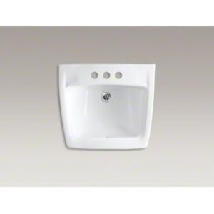 Kohler K-1728-96 Wall Mount Single Bowl Bathroom Sink in Biscuit Color - Perfect for Small Bathrooms, Powder Rooms, and Vanity Installations