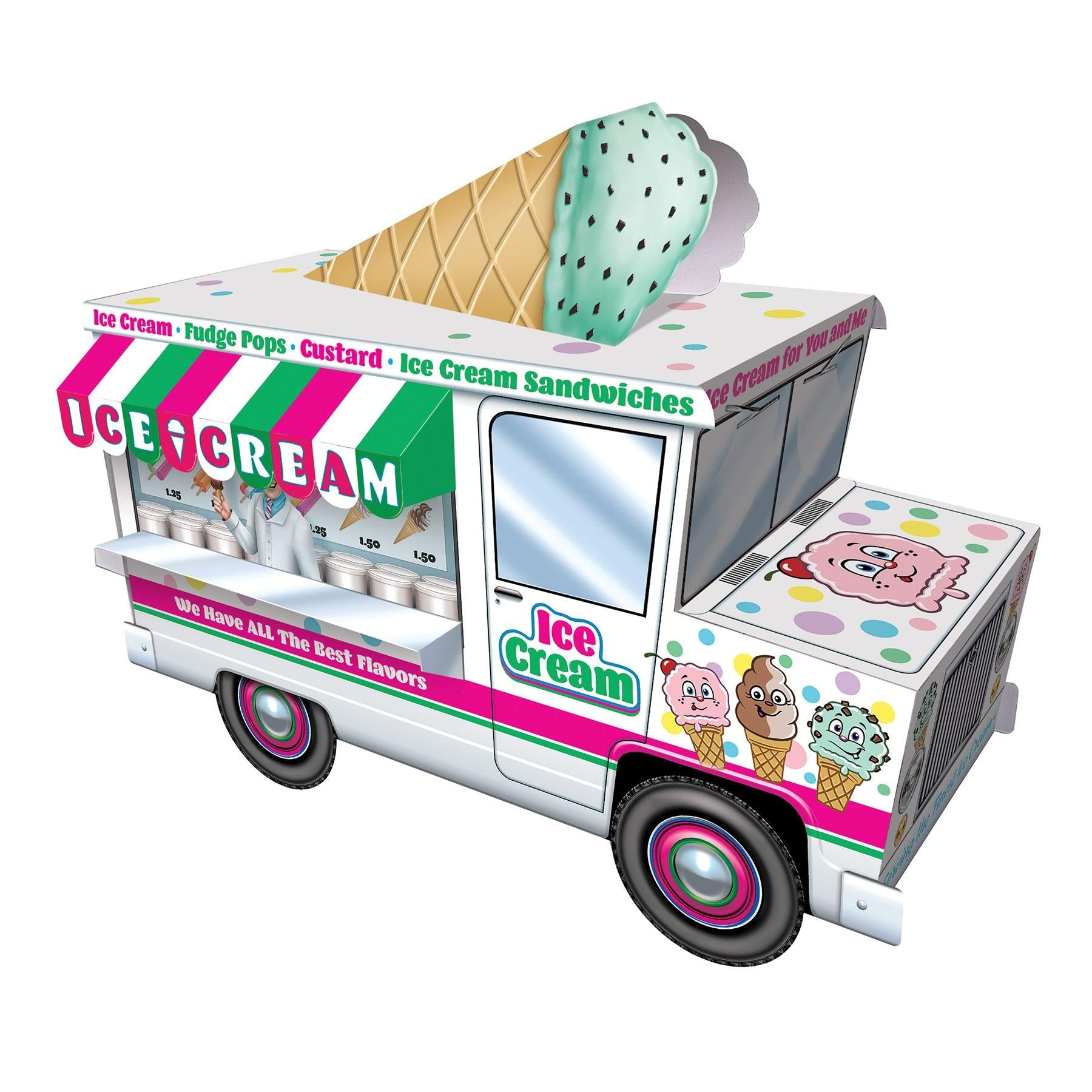 12 Pack Beistle 3D Ice Cream Truck Party Centerpieces - Perfect for Birthday Decorations, Summer Parties & Ice Cream Themed Events