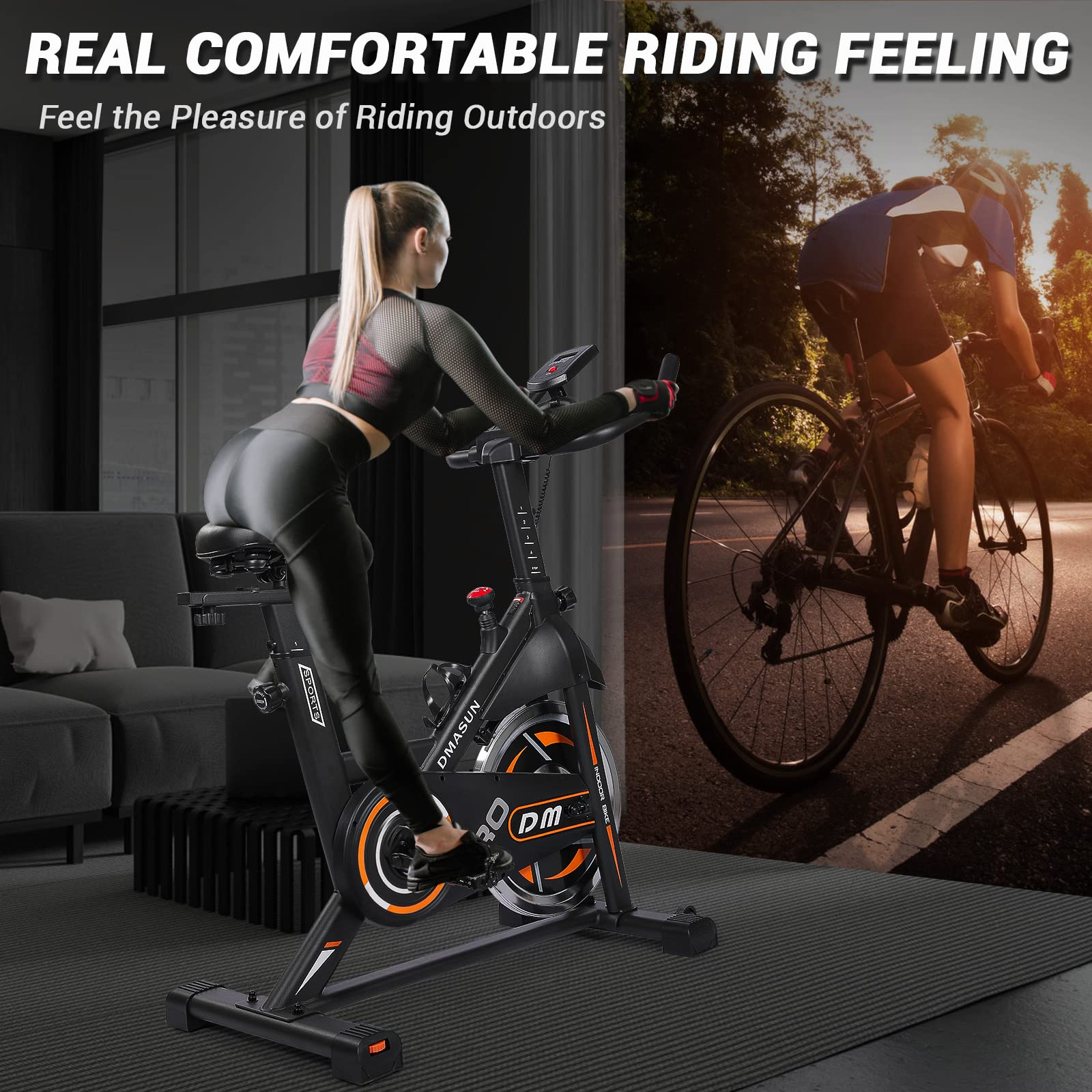 DMASUN Indoor Cycling Exercise Bike with Comfortable Seat Cushion & Digital Pulse Display - Perfect for Home Gym Cardio Workouts and Fitness Training