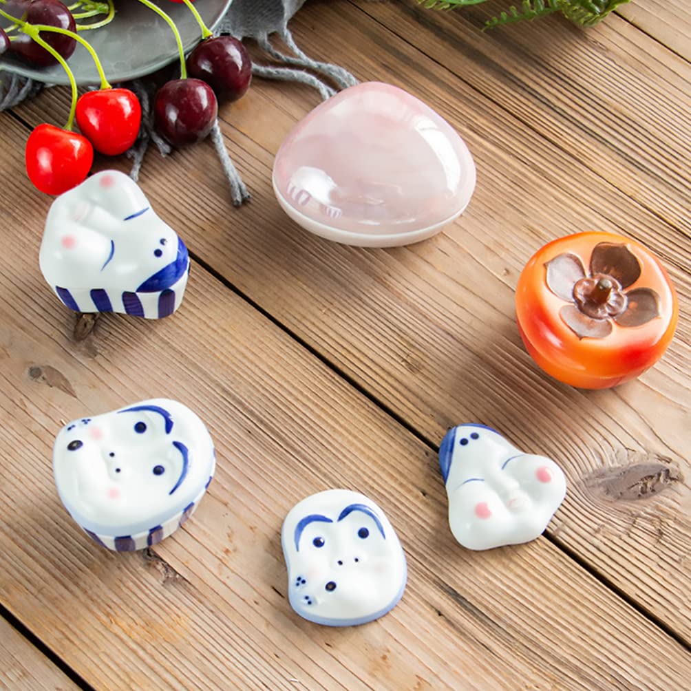 Hemoton 1-Piece Ceramic Seasoning Dish Set - Mini Sushi Soy Sauce Bowls, Appetizer Plates with Spoon & Fork Rest - White Jiugongge Grill Plate for Wasabi, Dipping Sauces | Perfect for Sushi Bars, Asian Restaurants & Home Dining