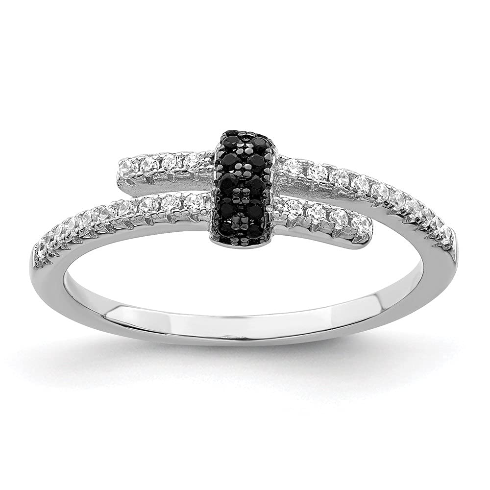Diamond2Deal 925 Sterling Silver Black Spinel Embers Engagement Ring for Women - Size 8, Wedding Proposal, Anniversary Gift, Valentine's Day Present