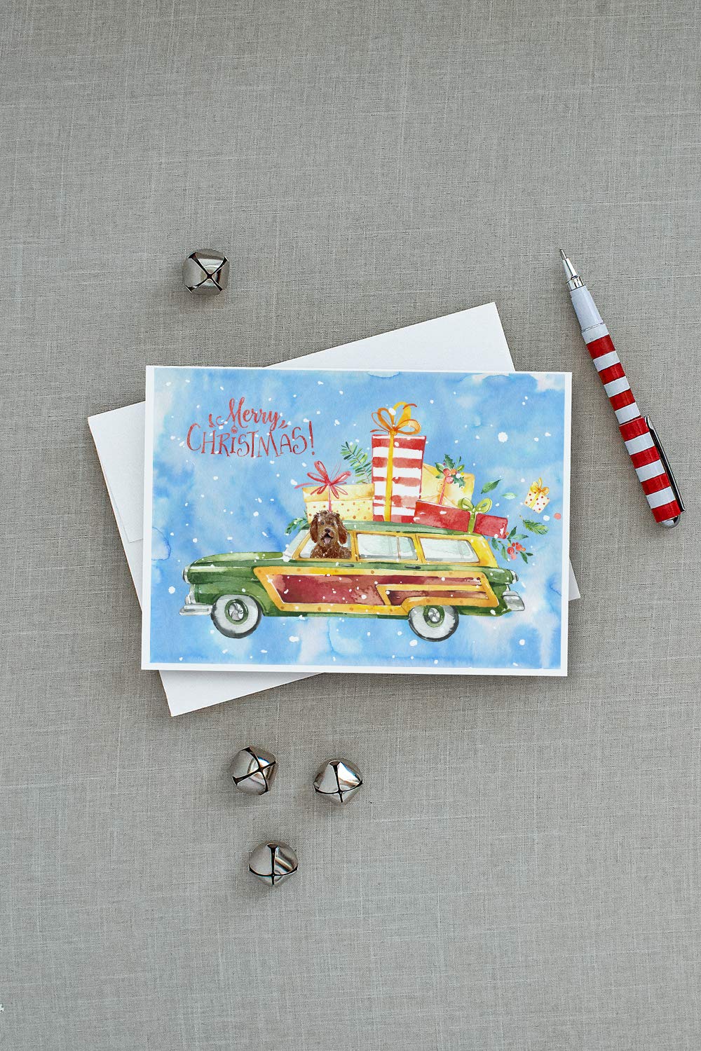 Merry Christmas Labradoodle Greeting Cards - Pack of 8 Blank A7 Size (5x7) Note Cards with Envelopes | Whimsical Holiday Stationery for Christmas Wishes, Party Invitations & Festive Correspondence
