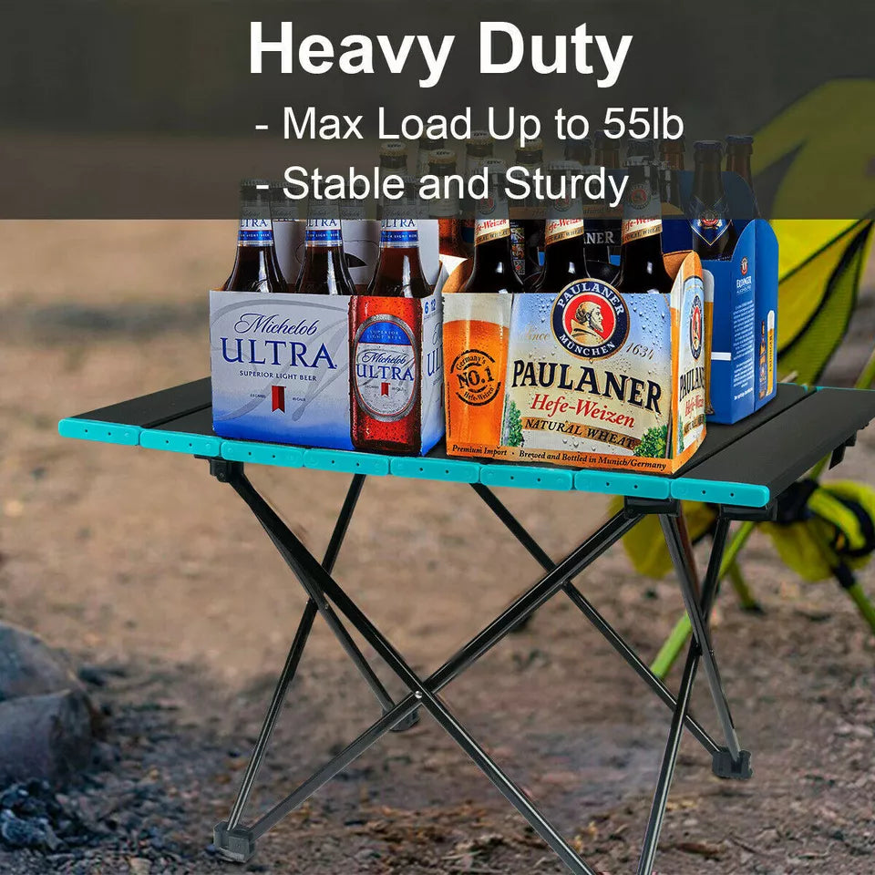 Portable Lightweight Aluminum Folding Camping Table with Carry Bag - Perfect for Outdoor Picnics, Beach Trips, Backpacking & Tailgating Parties