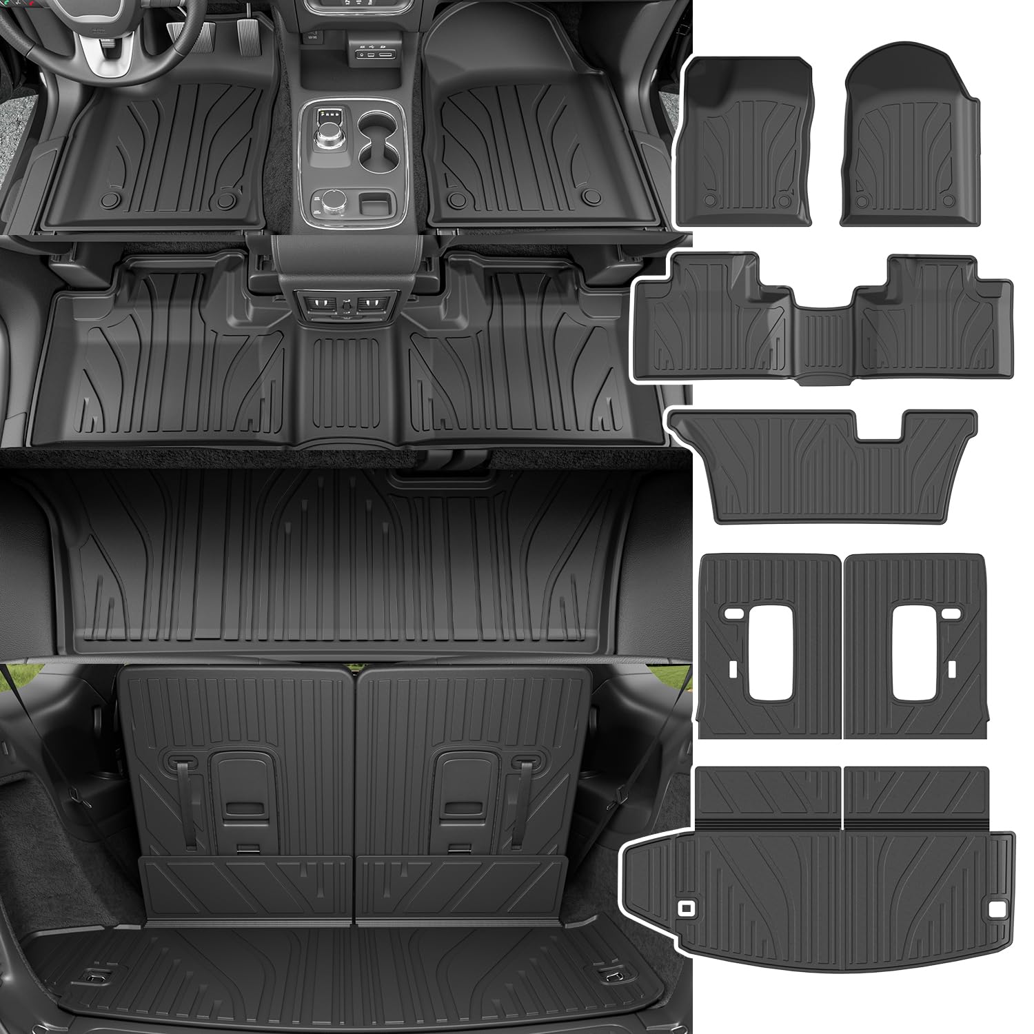 Durable All-Weather Floor Mats for 2016-2025 Dodge Durango | 7-Seat Trunk Liner & 3rd Row Backrest Mat Set | Perfect for Road Trips, Camping & Family Adventures