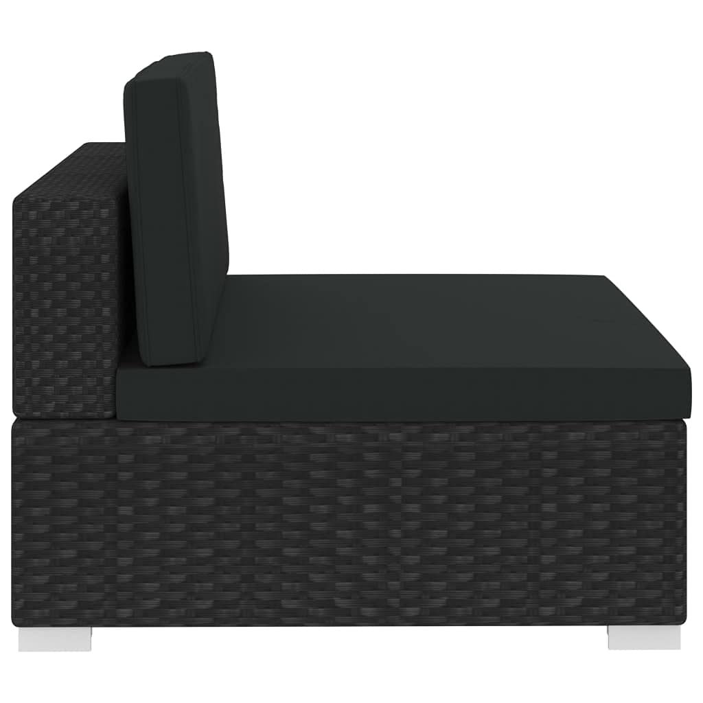 All-Weather 4-Piece Outdoor Wicker Sectional Sofa Set with Cushions - Black Poly Rattan Patio Furniture for Garden, Deck & Poolside (Fast Shipping) | Perfect for Backyard Lounging, Entertaining Guests & Relaxing Outdoors