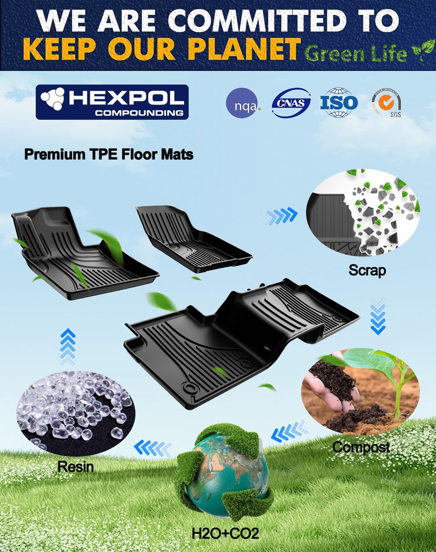Premium Custom Fit TPE All-Weather Floor Mats for 2018-2024 Toyota Camry FWD (Excludes Hybrid & AWD Models) - 1st & 2nd Row Durable Car Floor Liners - Perfect for Road Trips, Daily Commute & Winter Protection